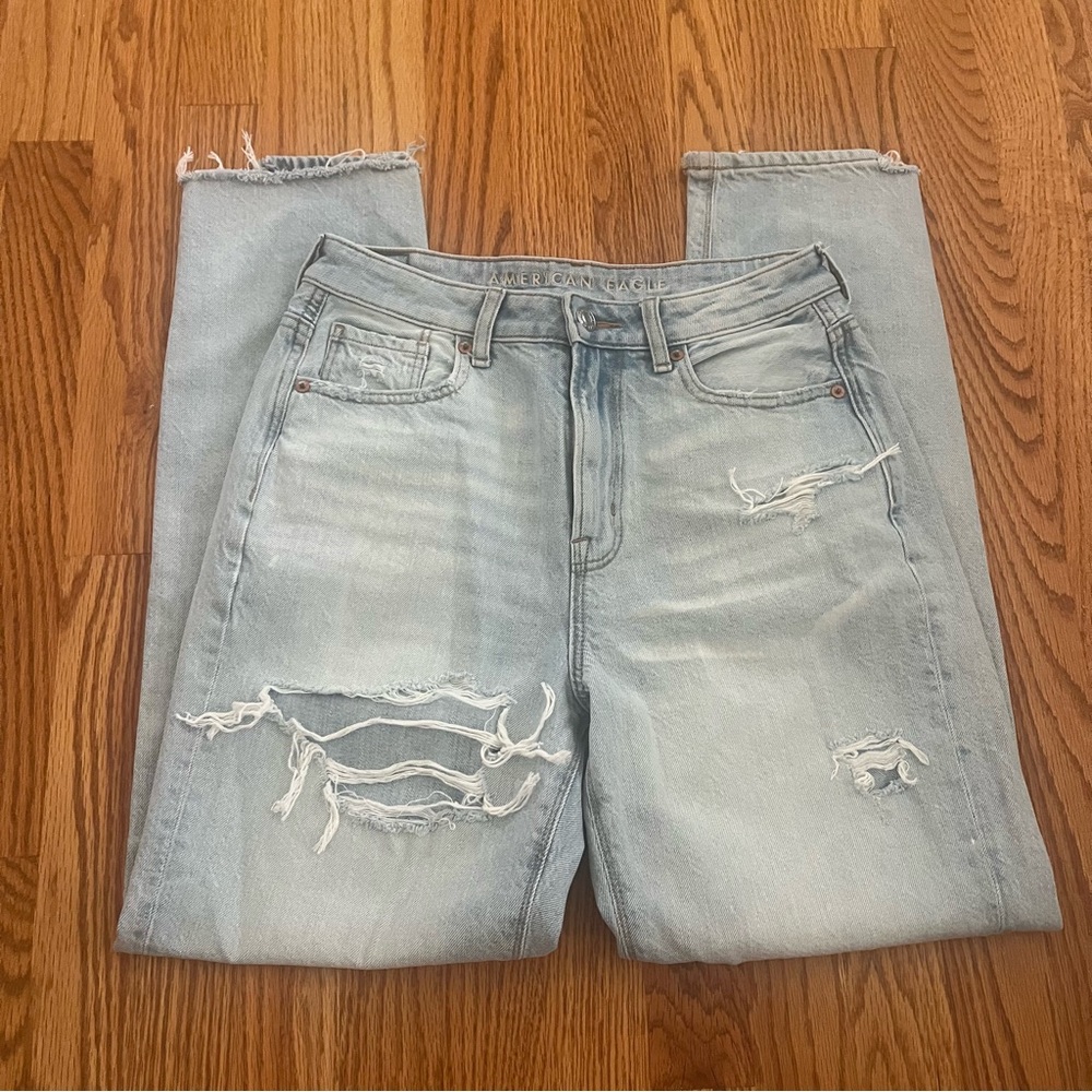 American Eagle Outfitters Blue Boyfriend Jeans Ripped Distressed